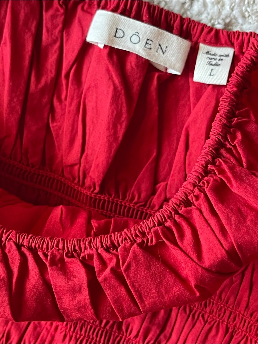 Doen Clover Red Dress Poplin Organic Cotton Tiered Sundress - Picture 10 of 15